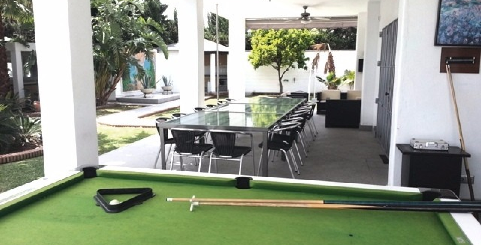 Pool table and exterior dining