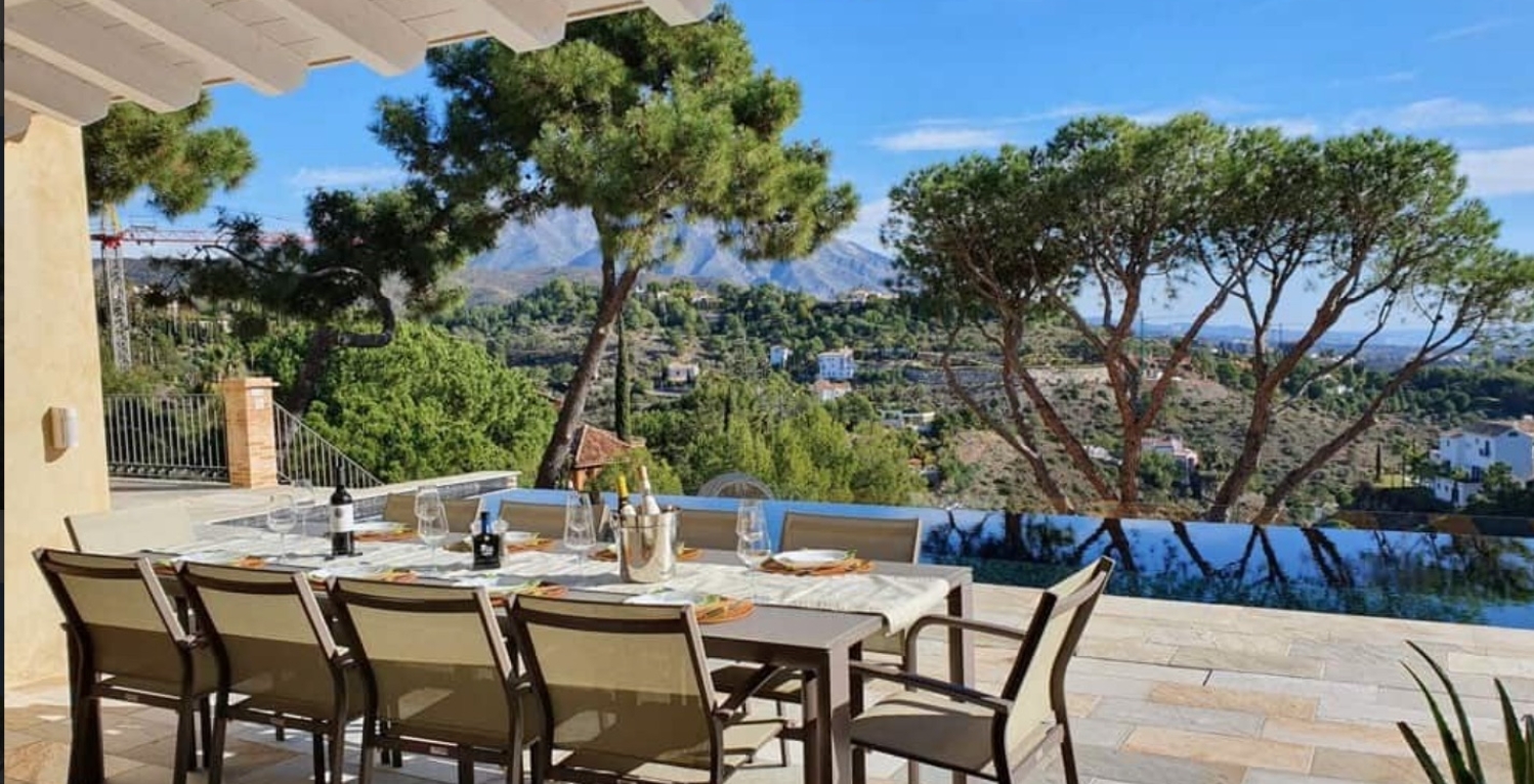 Villa Infinity Marbella outside dining with views