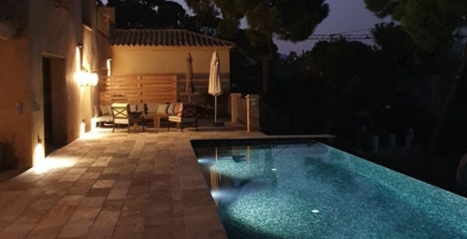 Villa Infinity Marbella pool at night