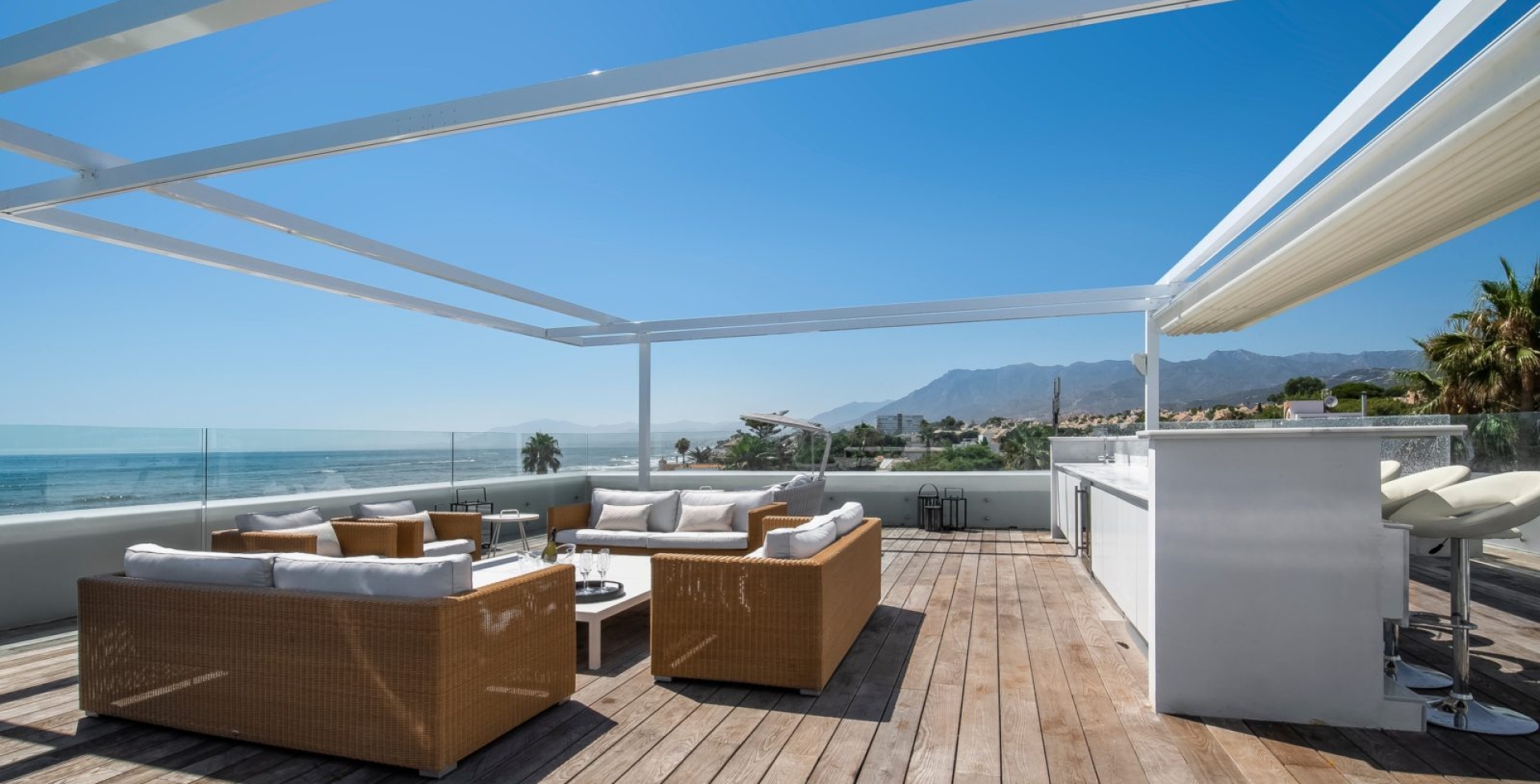 Beach House Marbella 6 bedrooms rooftop seating and cooking