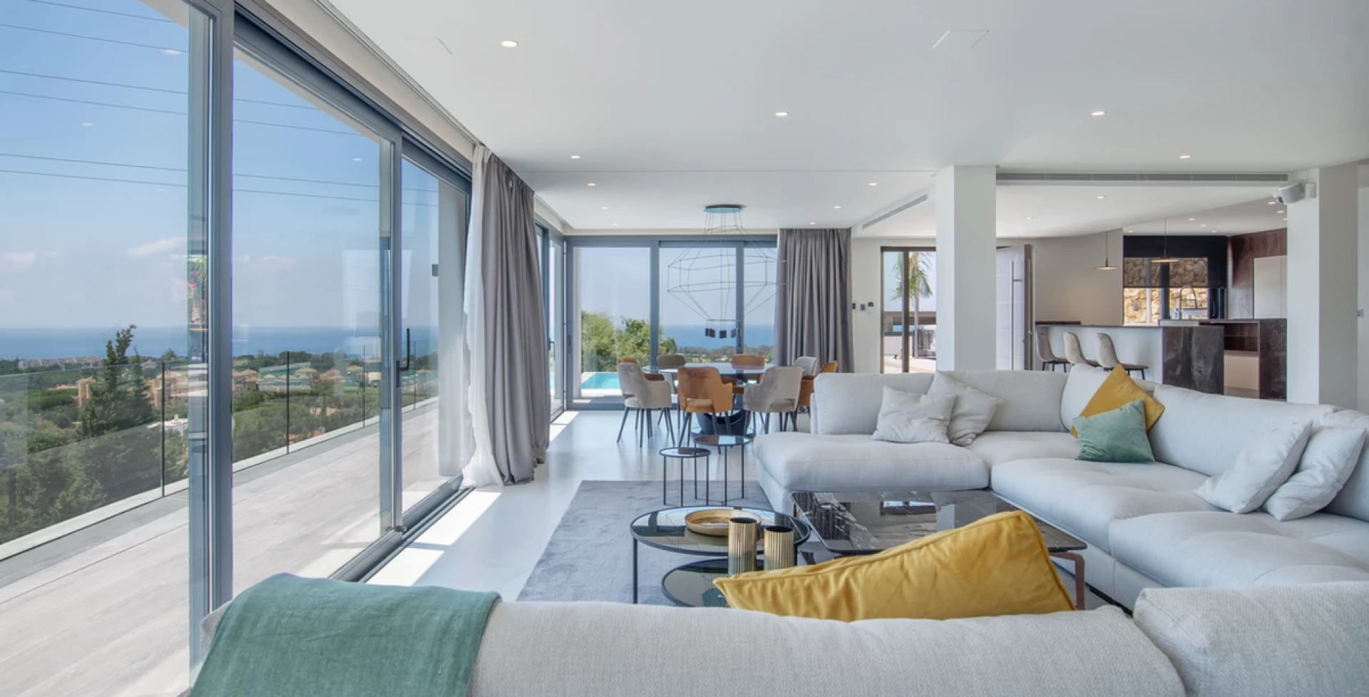 VILLA SUN 7 bedrooms Marbella holiday rental lounge with sea views
