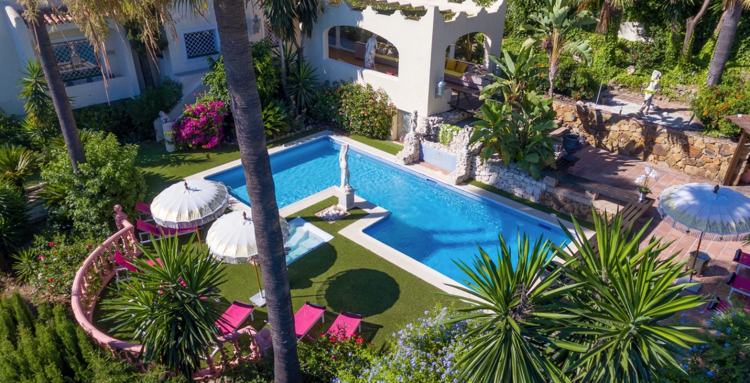 Villa Exce pool and palms