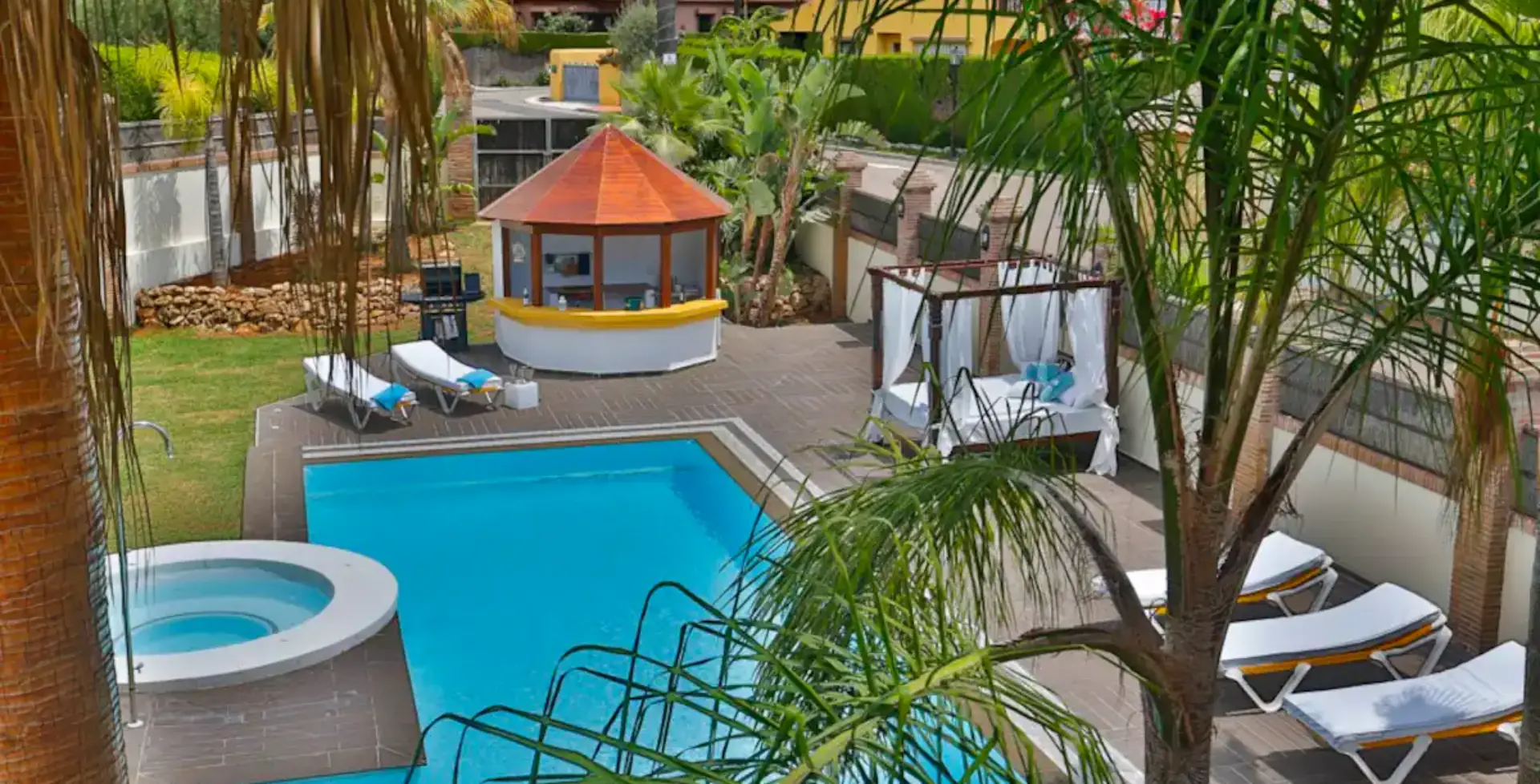 Marbella Mansion rental villa pool aeriel