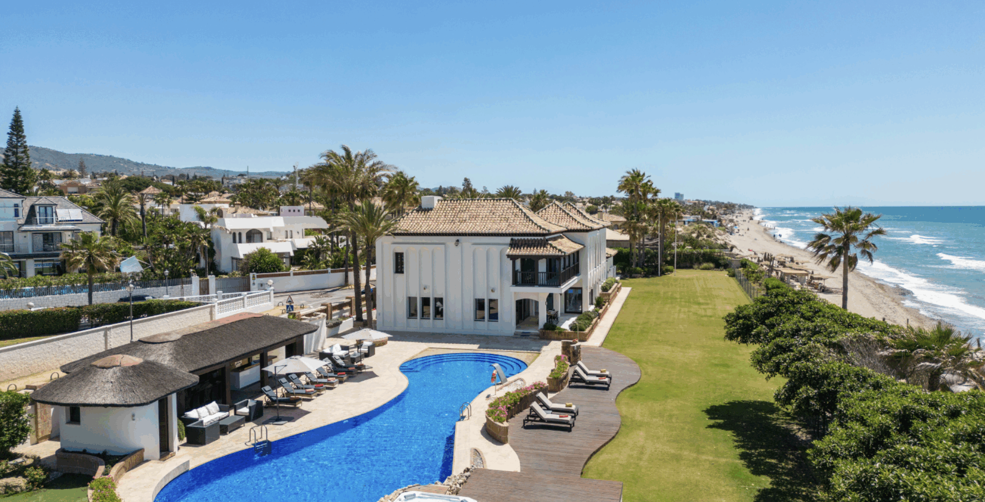 Villa Maji beachfront villa Marbella aerial