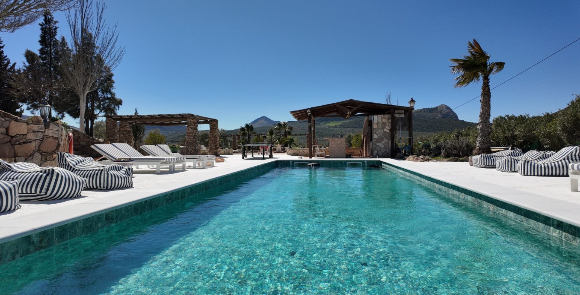 Finca-Paradise-pool and loungers 12 bedrooms luxury villas marbella